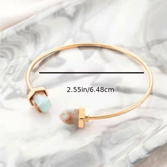 Hexagonal Open Bangle Bracelet - Picture 3 of 5